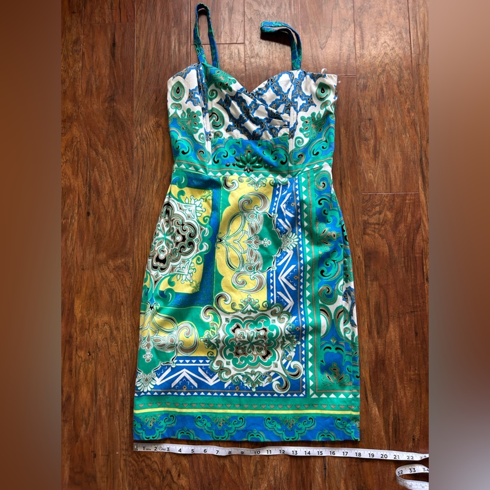 Multicolored Paisley Print Mini Dress Women’s Size Medium Hale Bob - Picture 3 of 15